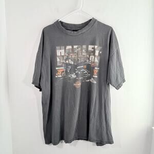 Harley Davidson Faded Black Atlanta Georgia Motorcycle Distressed TShirt XXL